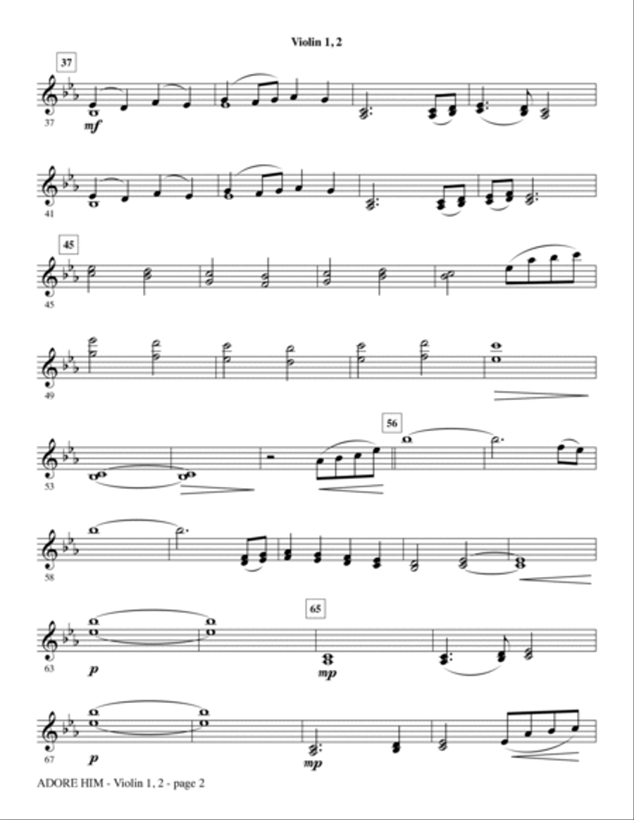 Adore Him - Violin I & II Choir scores gallery preview page 2