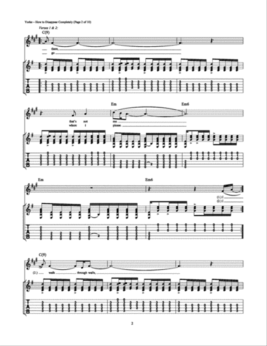 How to Disappear Completely Electric Guitar scores gallery preview page 2