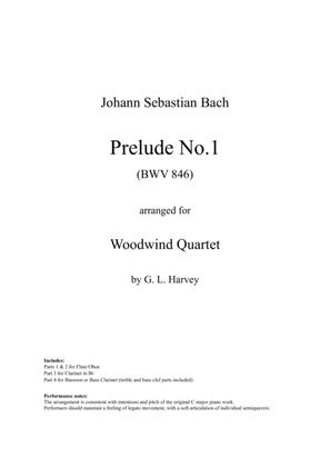 Book cover for Prelude No. 1 (BWV 846) for Woodwind Quartet