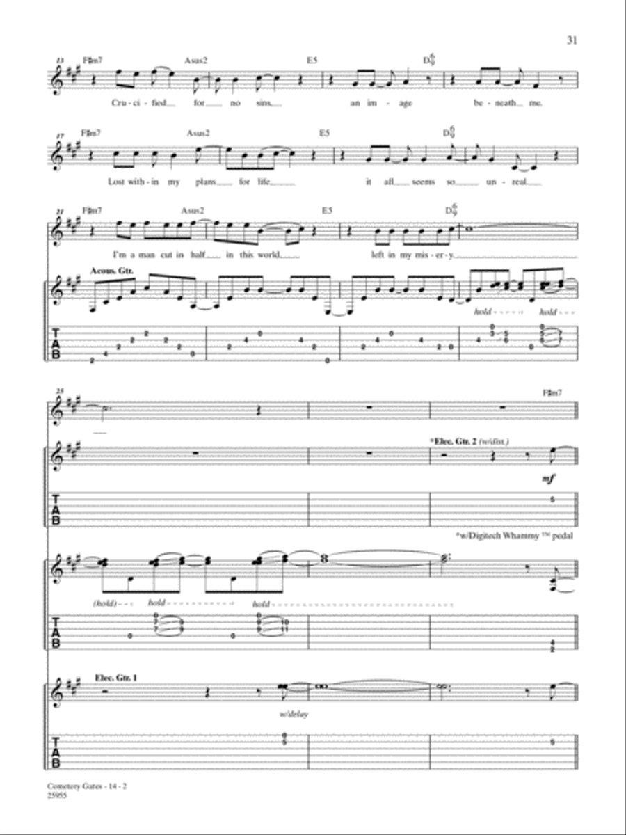Cemetery Gates Guitar Tablature scores gallery preview page 2