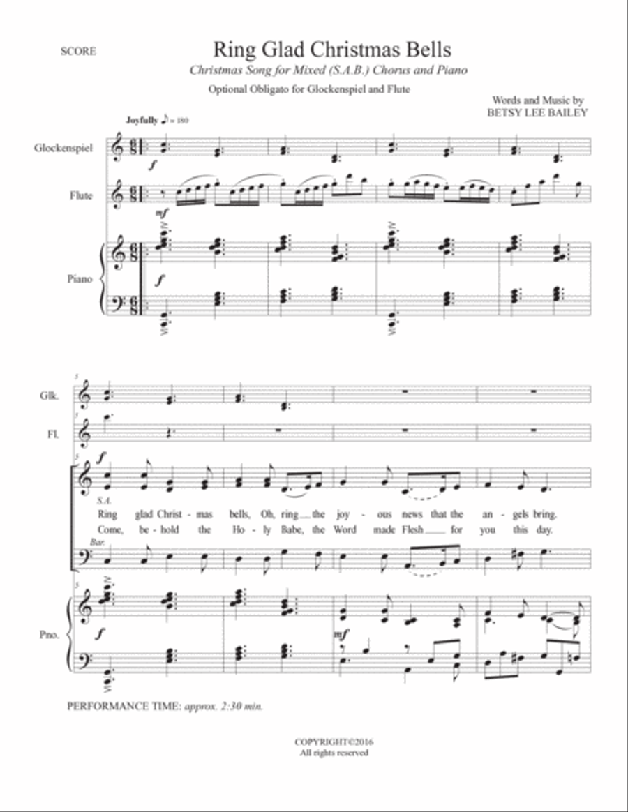 Ring Glad Christmas Bells 3-Part scores gallery preview page 2