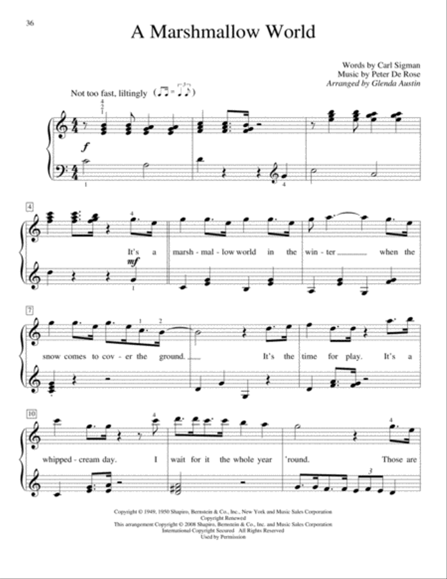A Marshmallow World Piano Method scores gallery preview page 1