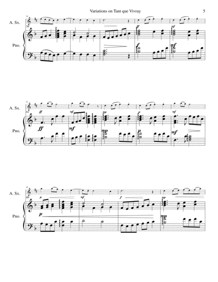 Variations on Tant que vivray for alto saxophone and piano image number null