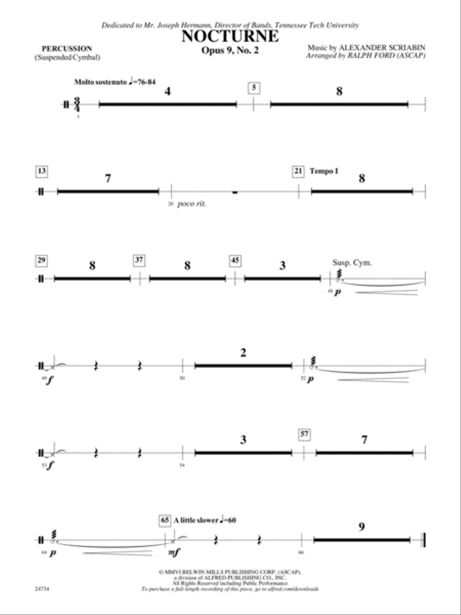 Nocturne (Opus 9, No. 2): 1st Percussion Concert Band scores gallery preview page 1