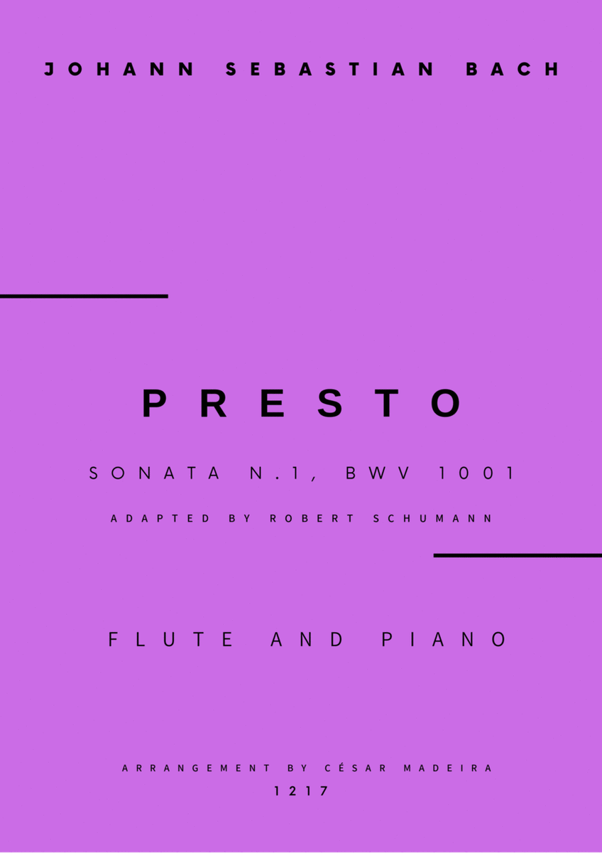 Presto from Sonata No.1, BWV 1001 - Flute and Piano (Full Score) image number null