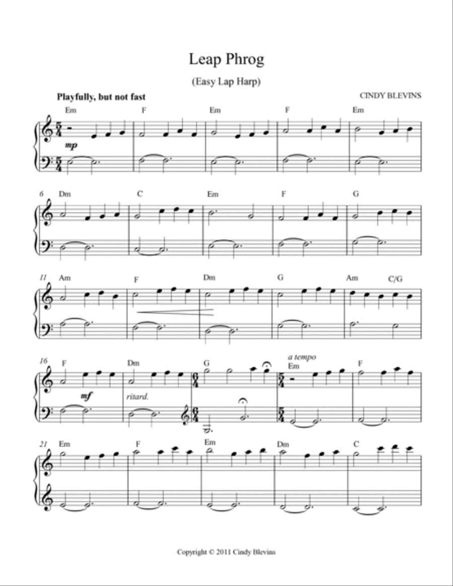 Leap Phrog, Easy Lap Harp Solo Lap Harp scores gallery preview page 2