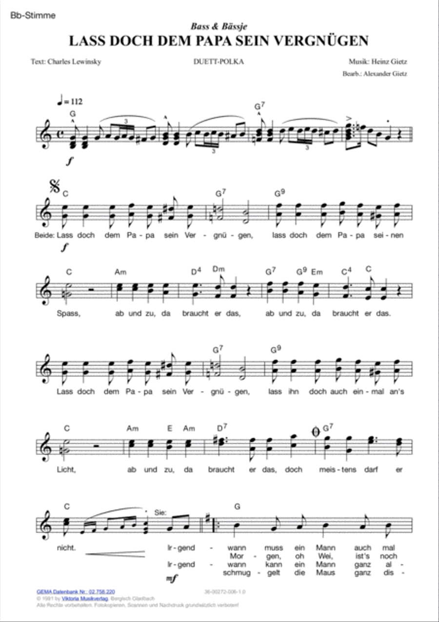 Lass doch dem Papa sein Vergnugen Voice scores gallery preview page 4