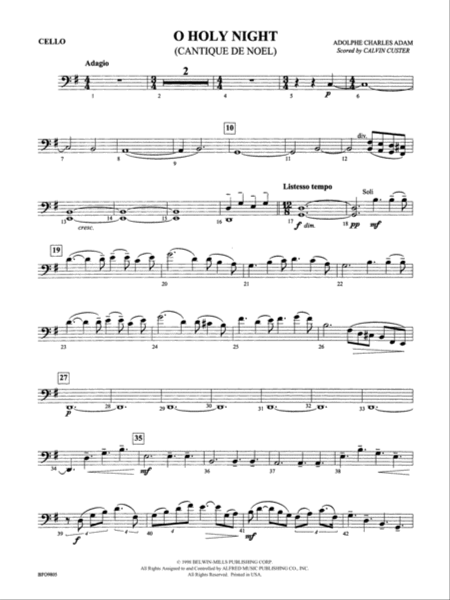 O Holy Night: Cello Full Orchestra scores gallery preview page 1
