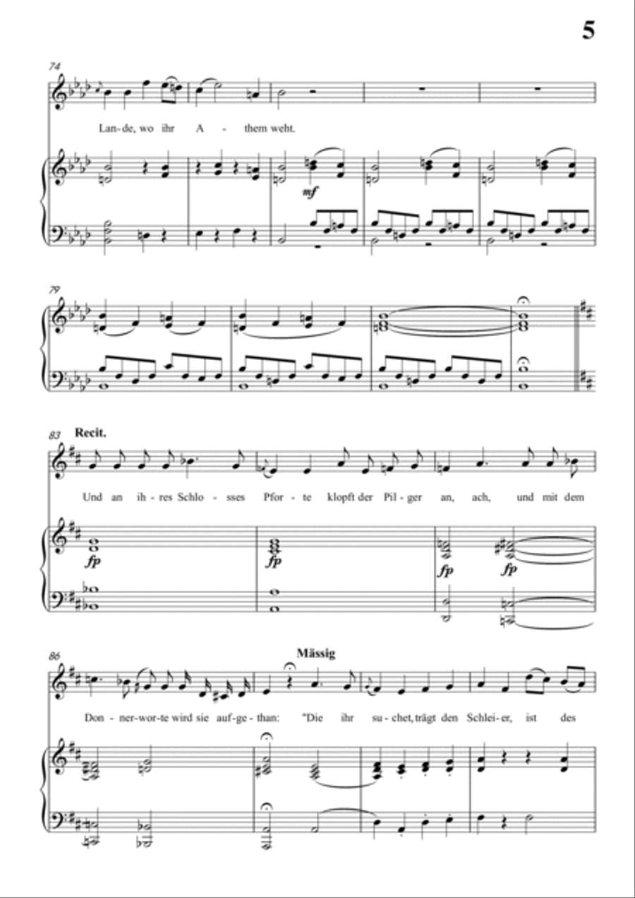 Schubert-Ritter Toggenburg in D for Vocal and Piano Voice scores gallery preview page 6
