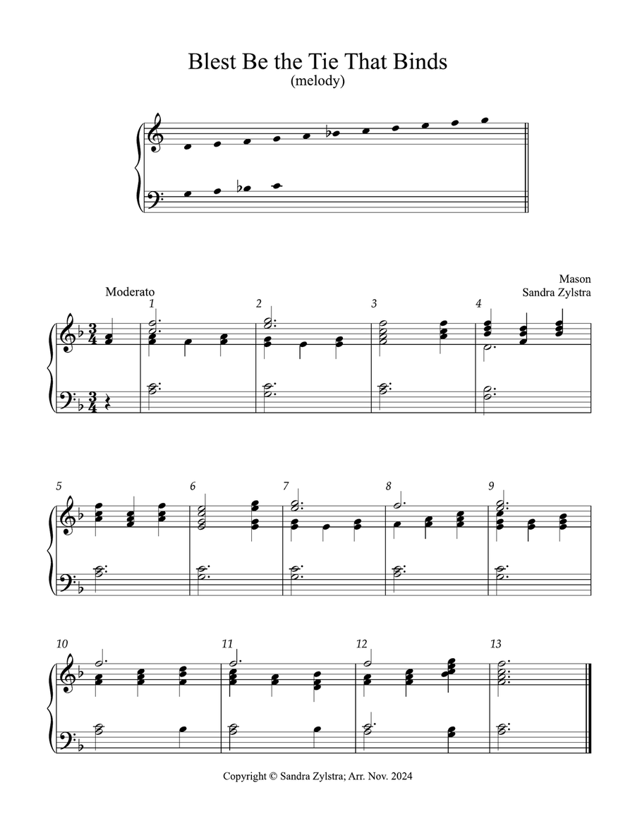 Blest Be the Tie That Binds (2 octave handbells) 2-Octaves scores gallery preview page 1