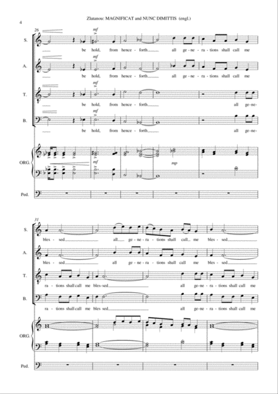MAGNIFICAT and NUNC DIMITTIS for SATB Choir and Organ