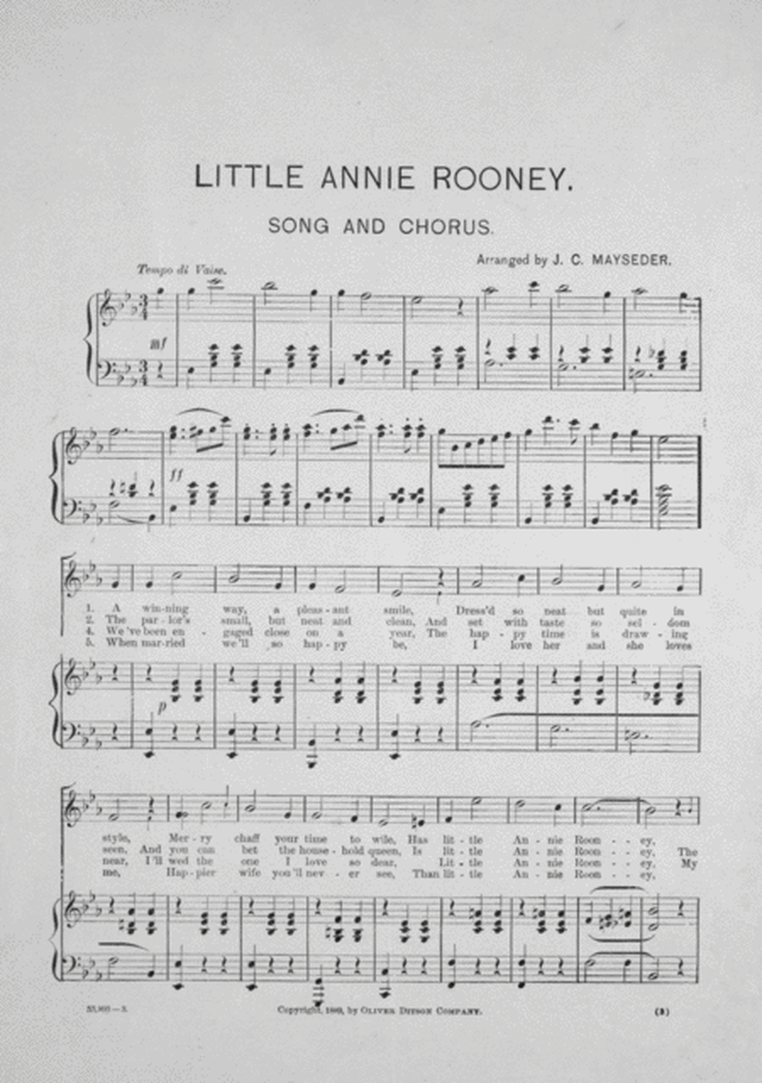 Little Annie Rooney. Song and Chorus