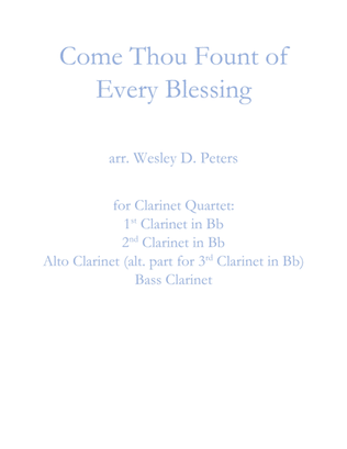 Book cover for Come Thou Fount of Every Blessing (Clarinet Quartet)