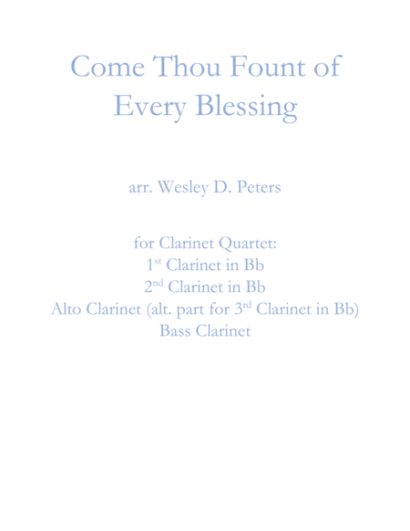 Come Thou Fount of Every Blessing (Clarinet Quartet) image number null