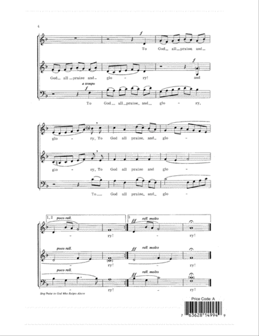 Sing Praise to God Who Reigns Above 3-Part scores gallery preview page 4