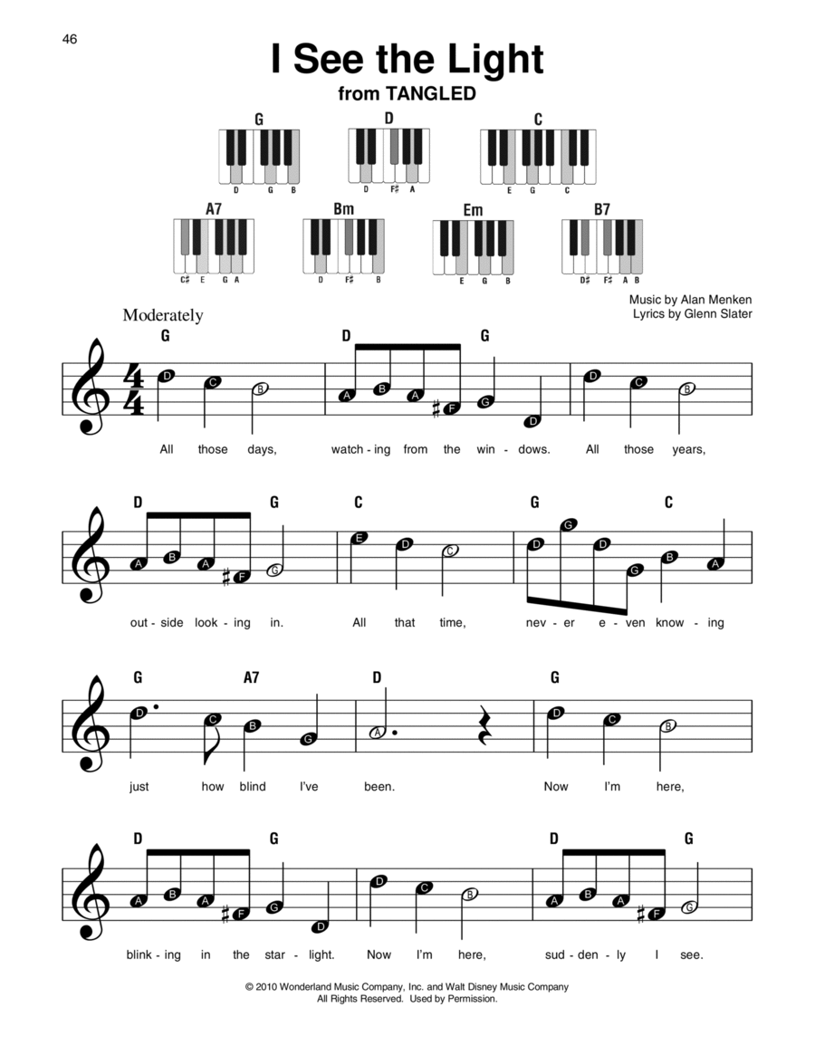 I See The Light (from Tangled) Easy Piano scores gallery preview page 1