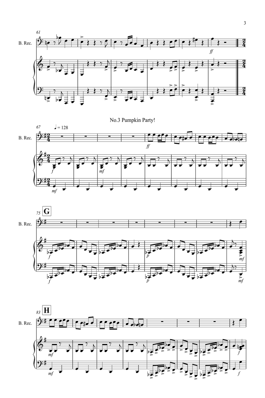 3 Halloween Pieces for Bass Recorder and Piano Bass Recorder scores gallery preview page 3