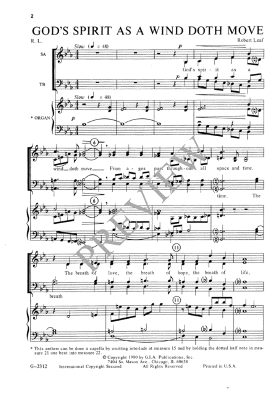 God's Spirit as a Wind Doth Move 4-Part scores gallery preview page 3