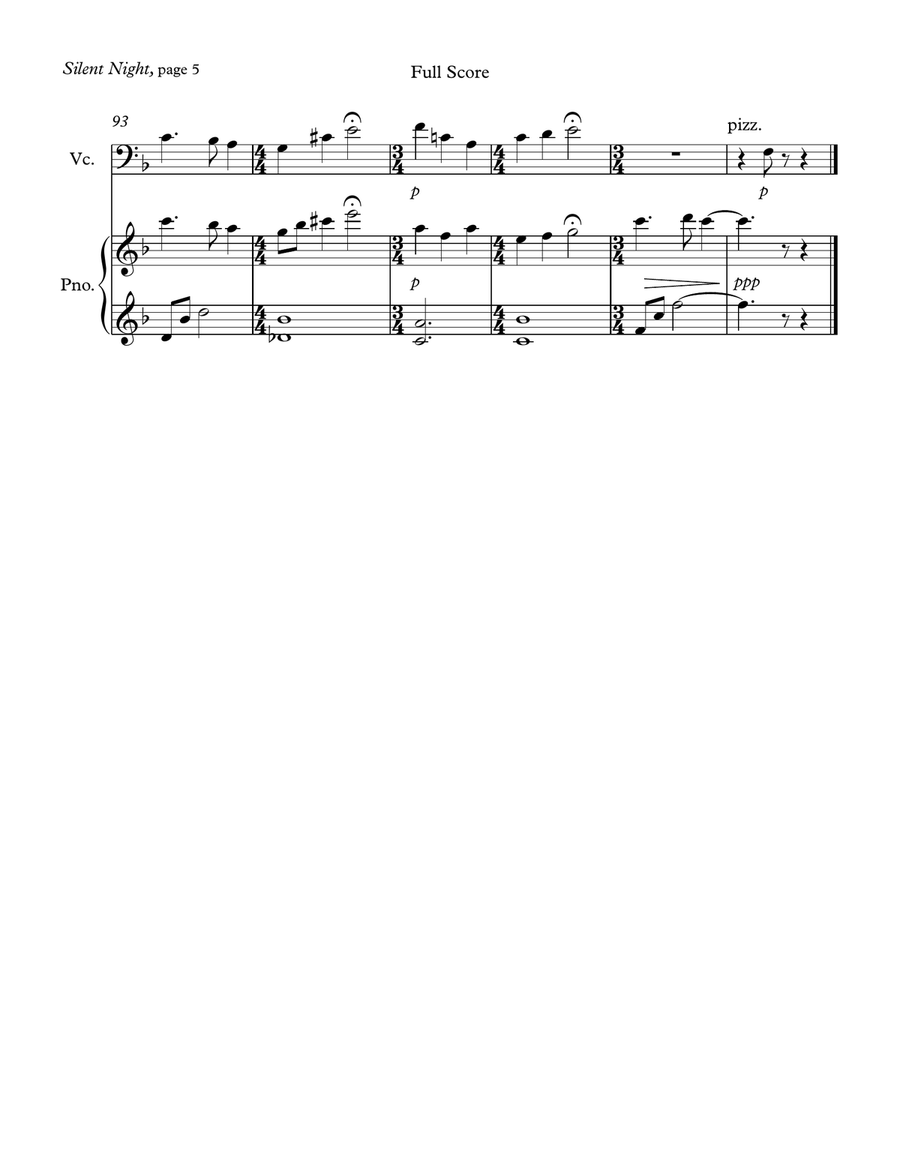 Silent Night (cello/piano duet) Cello Solo scores gallery preview page 5