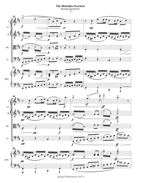 Mendelssohn: the Hebrides Overture for Piano Quintet image number null