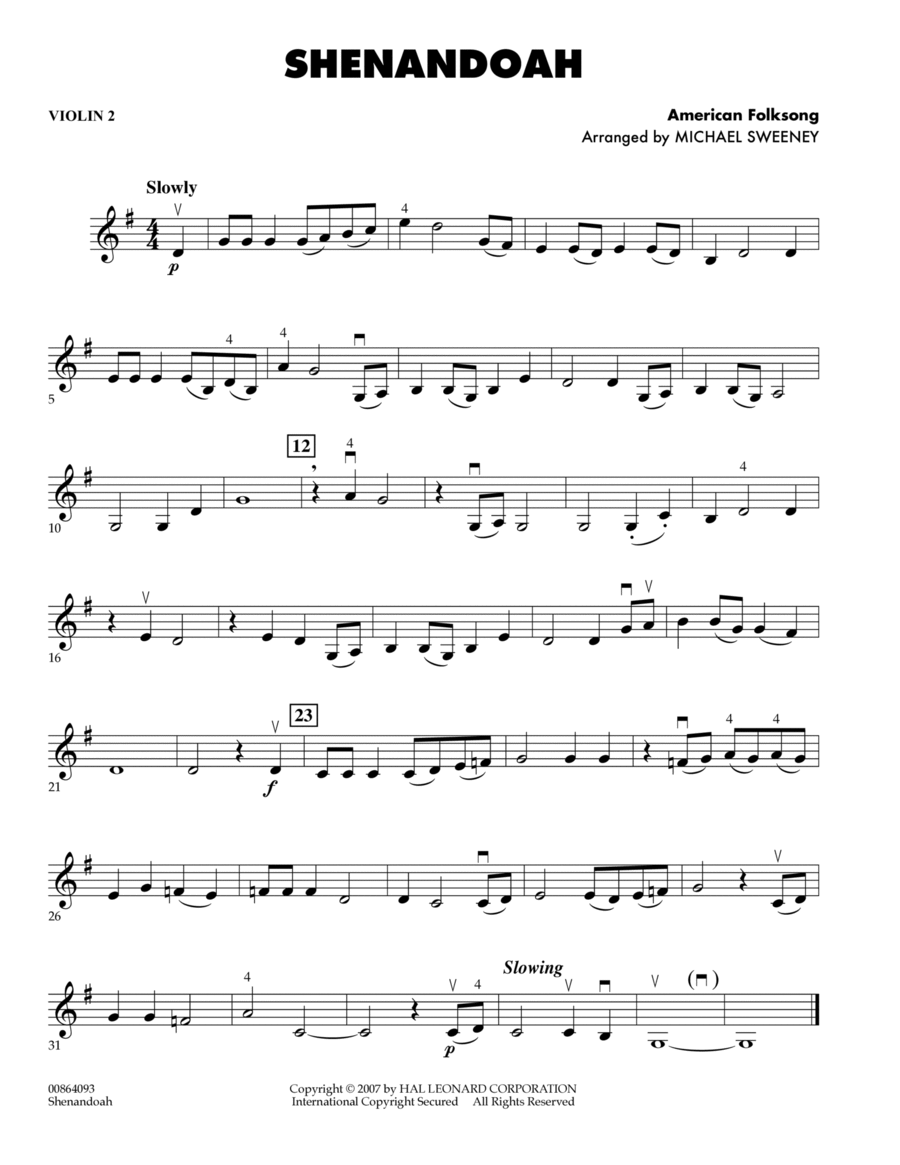 Shenandoah - Violin 2 Violin scores gallery preview page 1