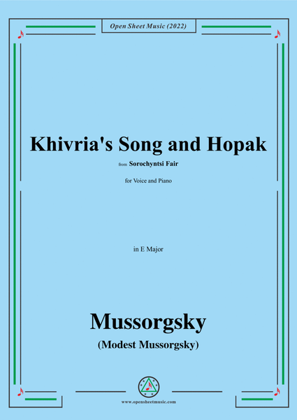 Mussorgsky-Khivria's Song and Hopak,from Sorochyntsi Fair,in C Major,for Voice and Piano