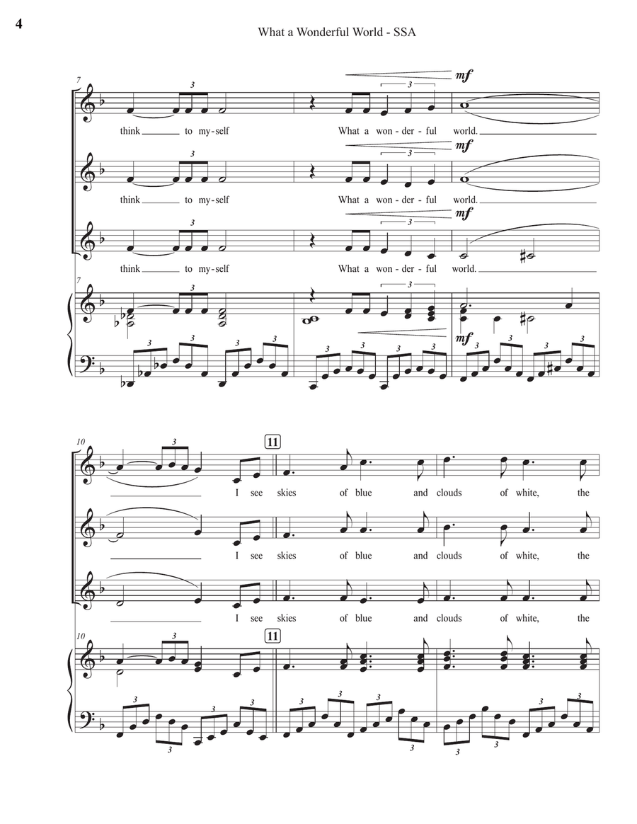 What A Wonderful World SSA scores gallery preview page 4
