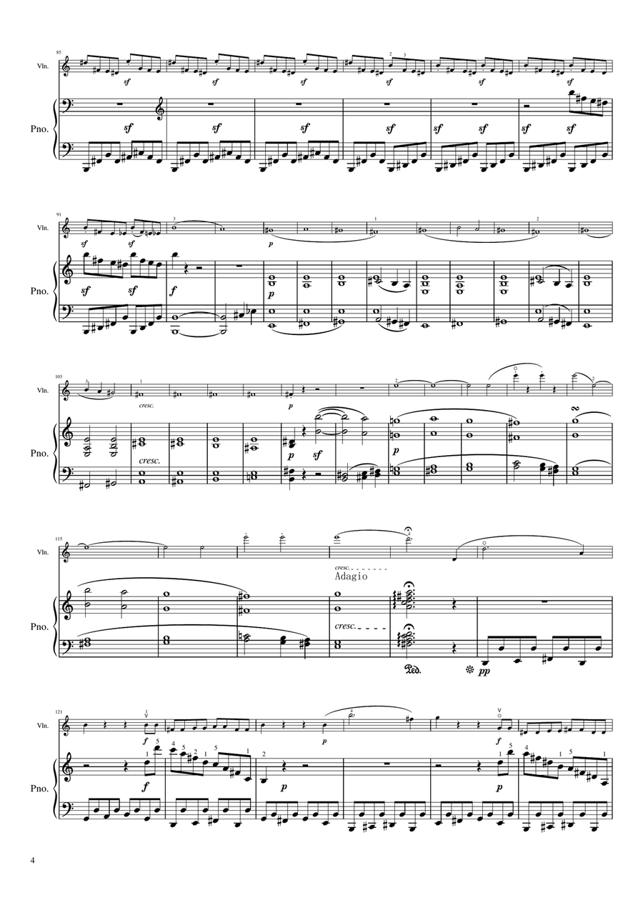 Beethoven - Violin Sonata No.9, Op.47 'Kreutzer' - Mov1. Adagio - for violin and piano Duet Original Violin Solo scores gallery preview page 4