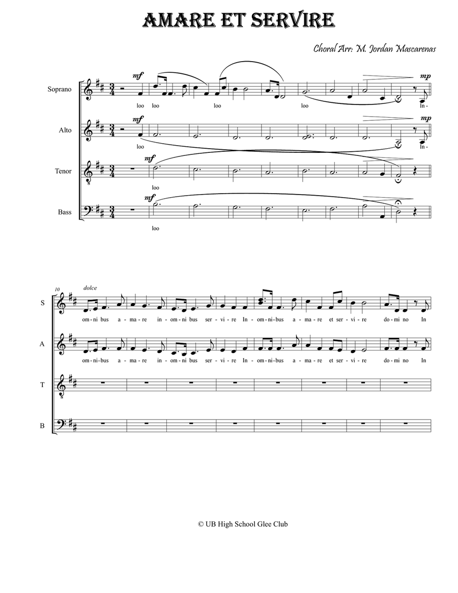 Amare Et Servire, In everything, Love and serve the Lord 4-Part scores gallery preview page 1