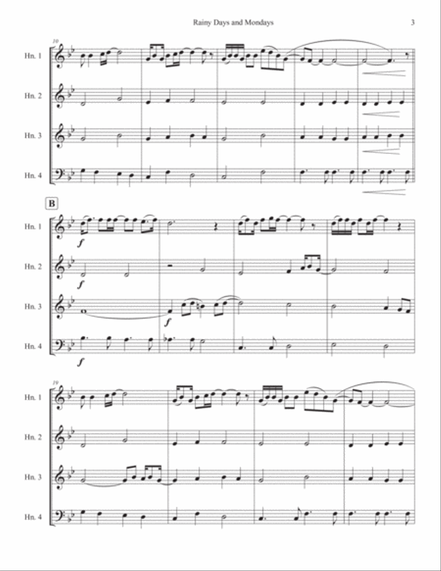 Rainy Days And Mondays Brass Quartet scores gallery preview page 3
