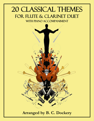 Book cover for 20 Classical Themes for Flute and Clarinet Duet with Piano Accompaniment
