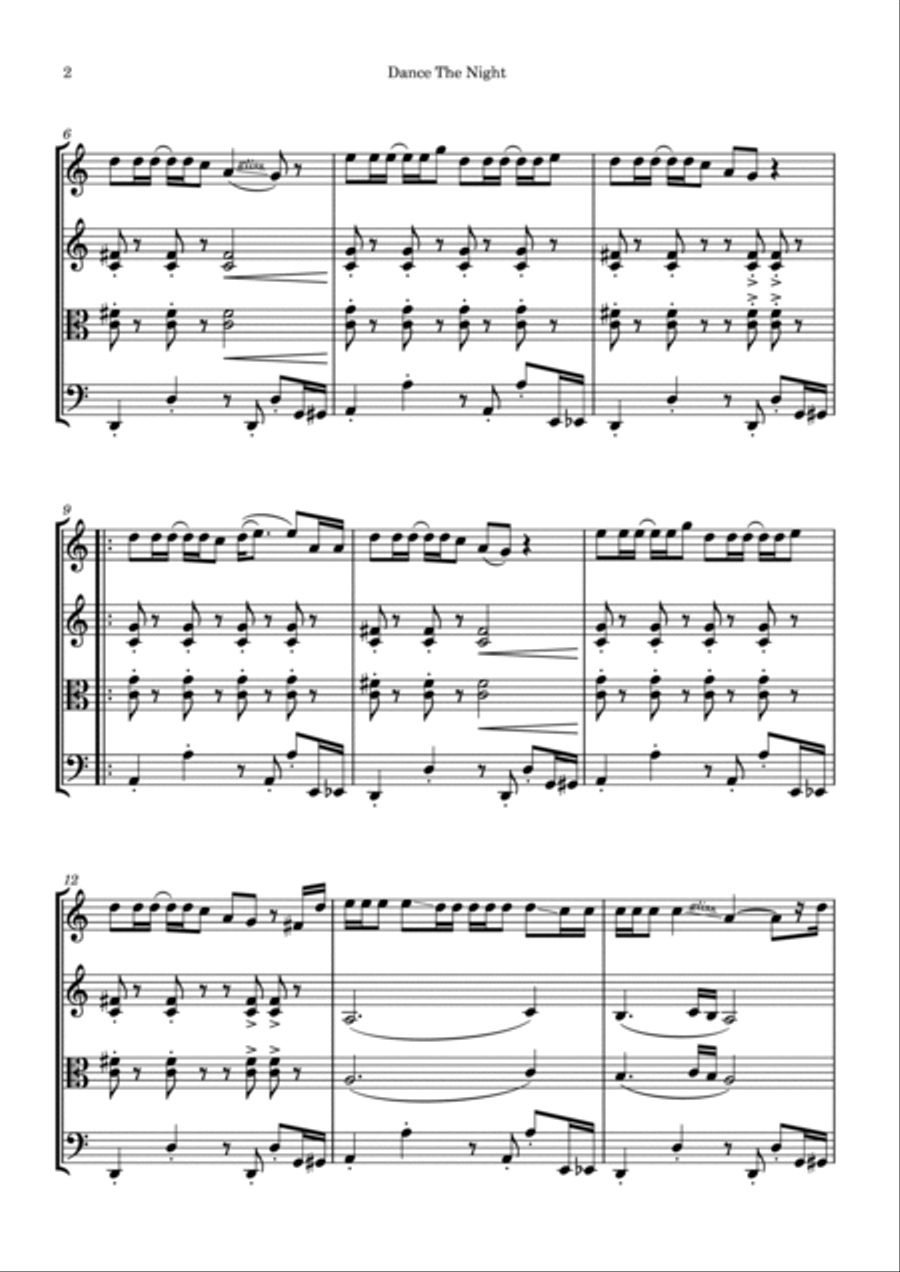 Dance The Night String Trio scores gallery preview page 2