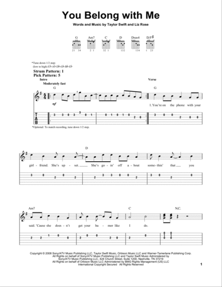 You Belong With Me Acoustic Guitar scores gallery preview page 1