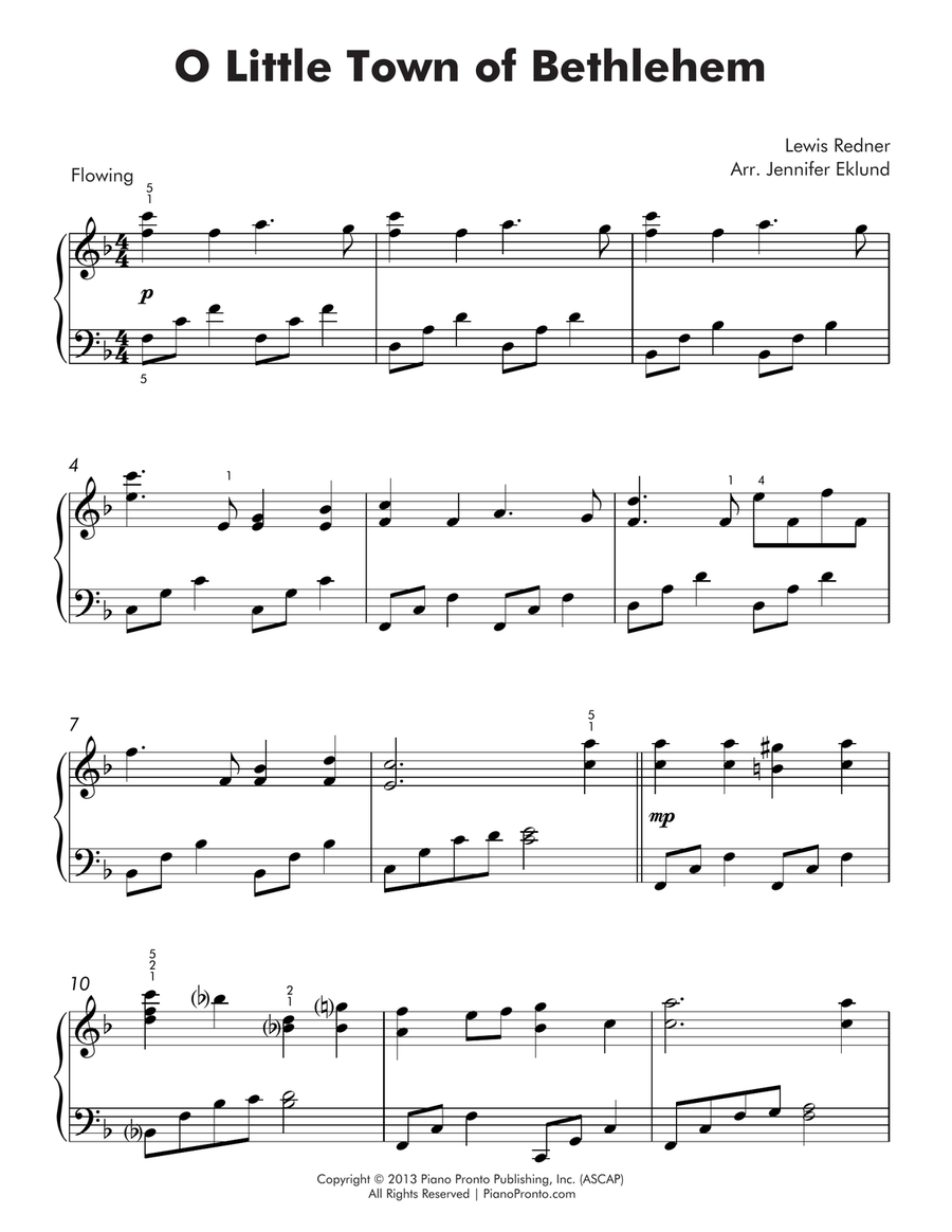 O Little Town of Bethlehem (Intermediate Piano) Piano Solo scores gallery preview page 2
