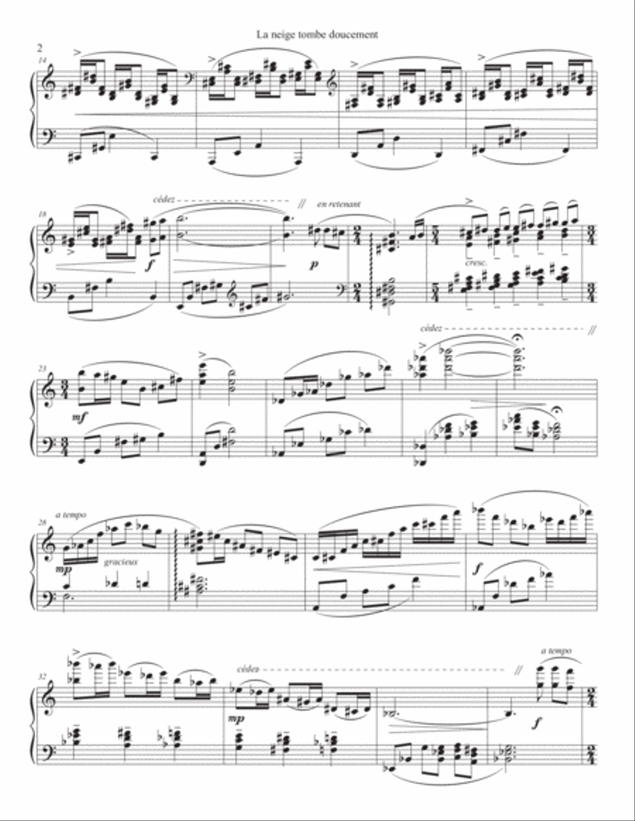 La neige tombe doucement (The Snow Falls Gently) Piano Solo scores gallery preview page 2