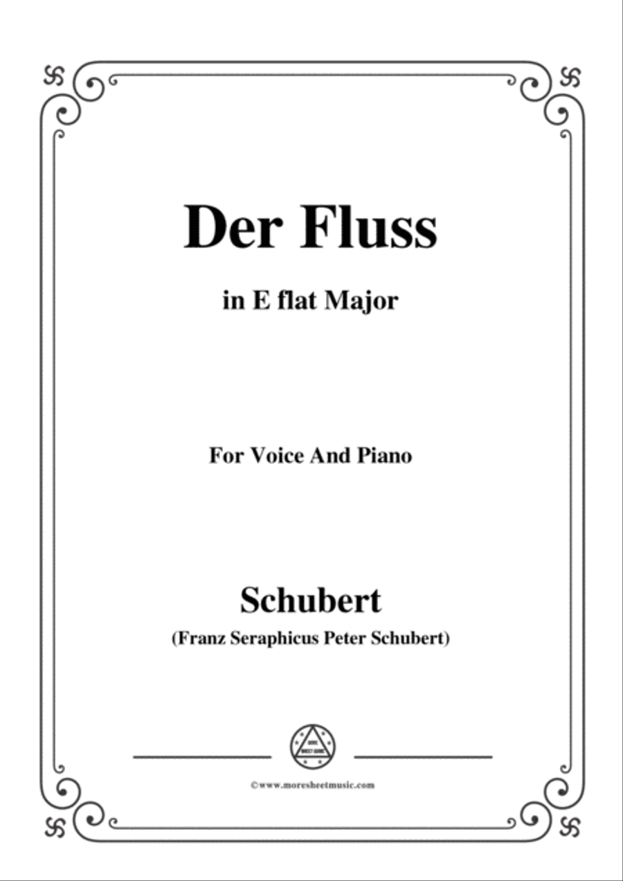Schubert-Der Fluss,in E flat Major,for Voice&Piano Voice scores gallery preview page 1
