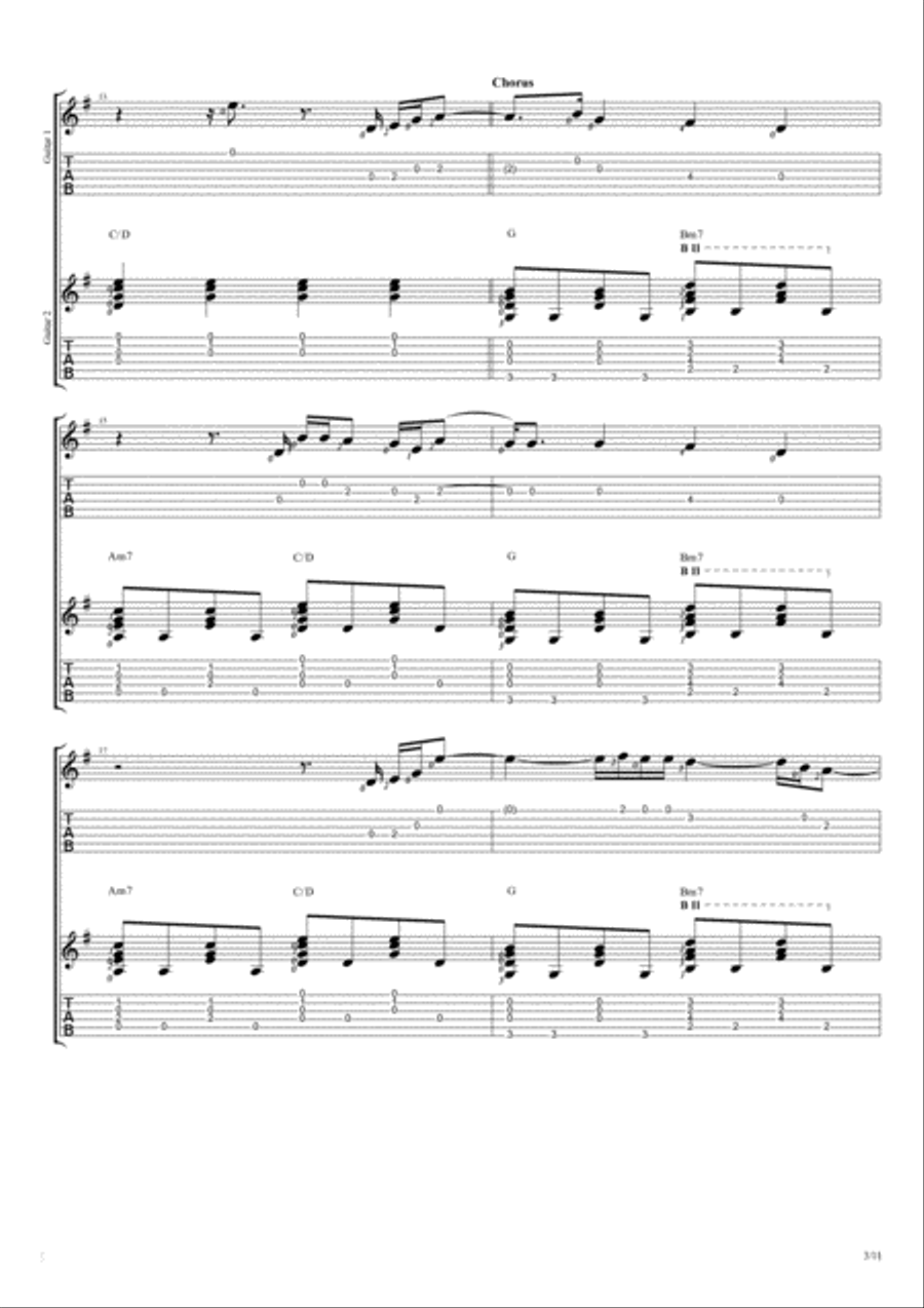 Easy Guitar Tablature scores gallery preview page 3