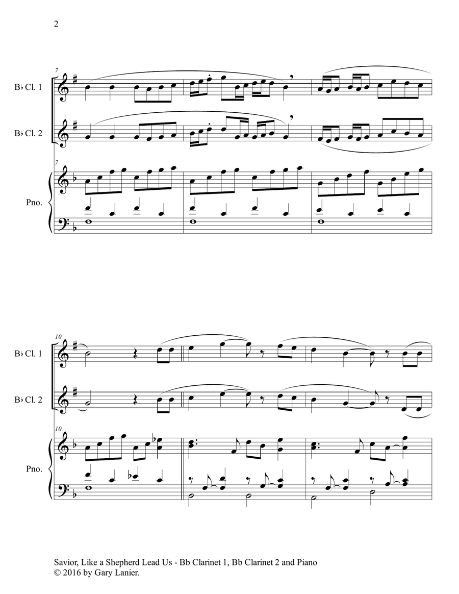 SAVIOR, LIKE A SHEPHERD LEAD US (Trio – Bb Clarinet 1, Bb Clarinet 2 & Piano with Parts) B-Flat Clarinet scores gallery preview page 3