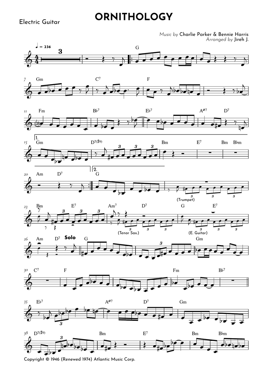 Ornithology Electric Guitar scores gallery preview page 2