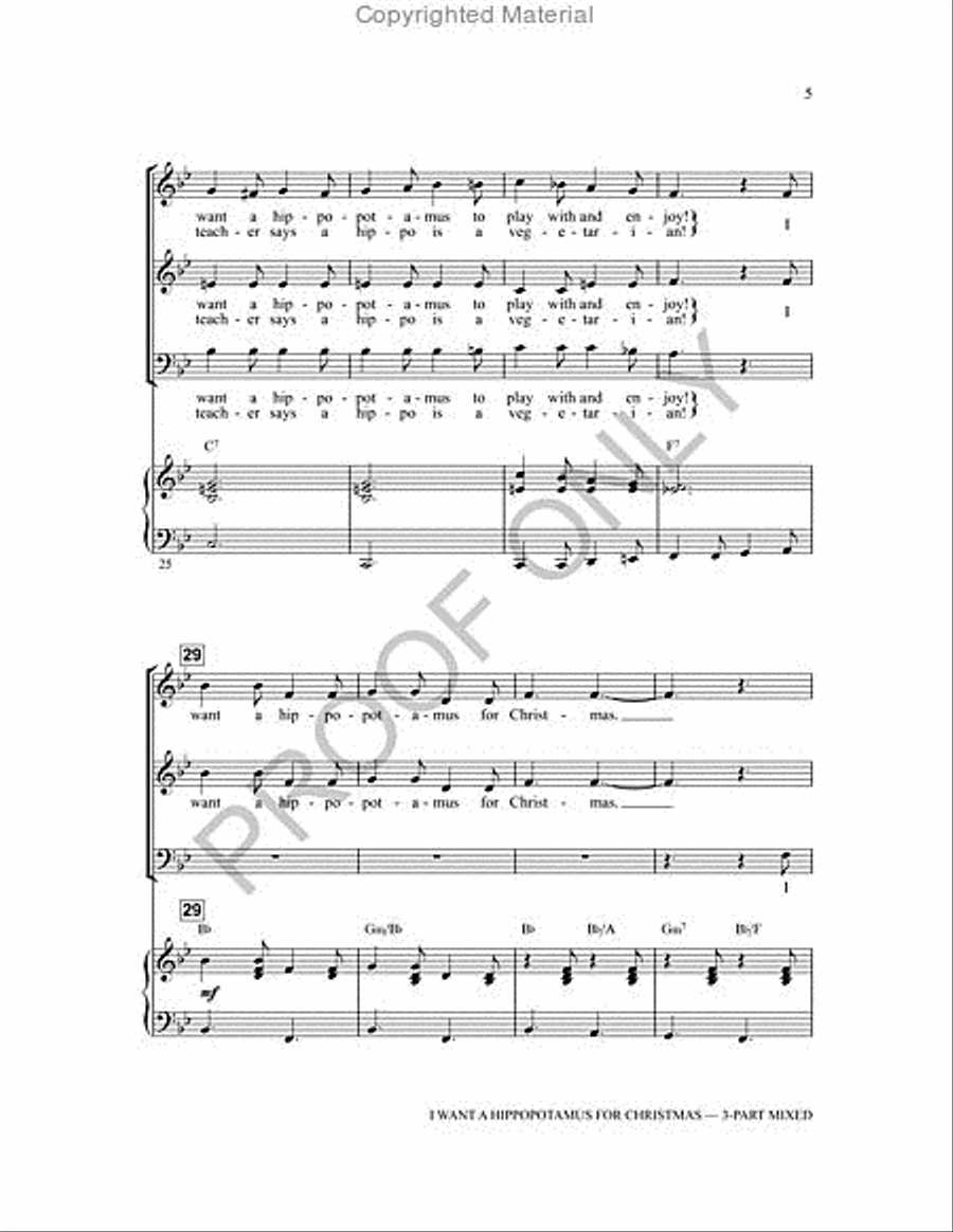 I Want a Hippopotamus for Christmas 3-Part scores gallery preview page 5