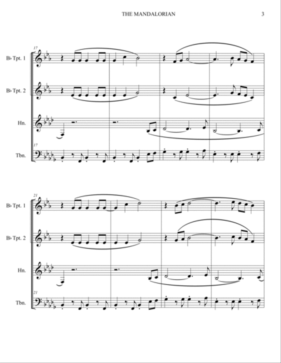 The Mandalorian Brass Quartet scores gallery preview page 3
