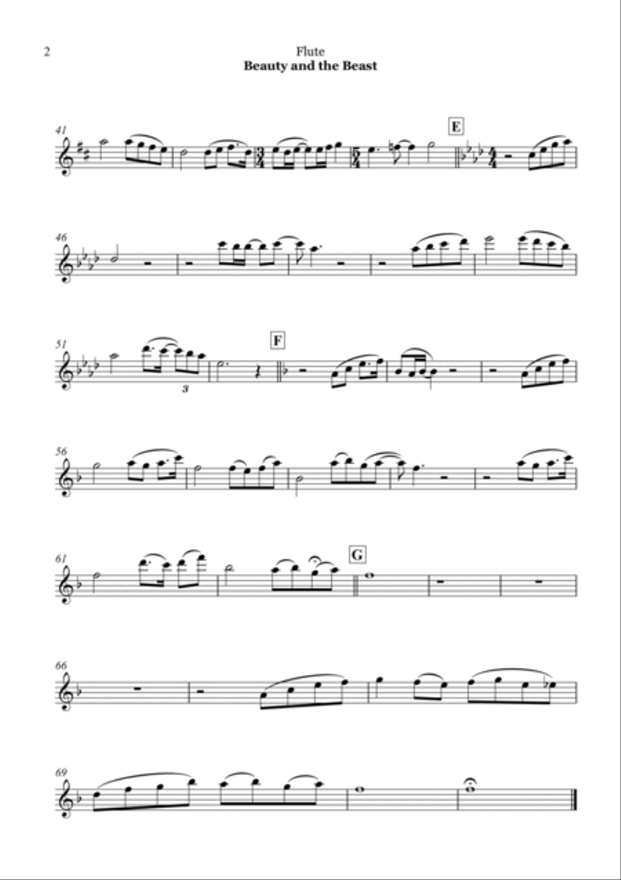 Beauty And The Beast Flute Solo scores gallery preview page 2