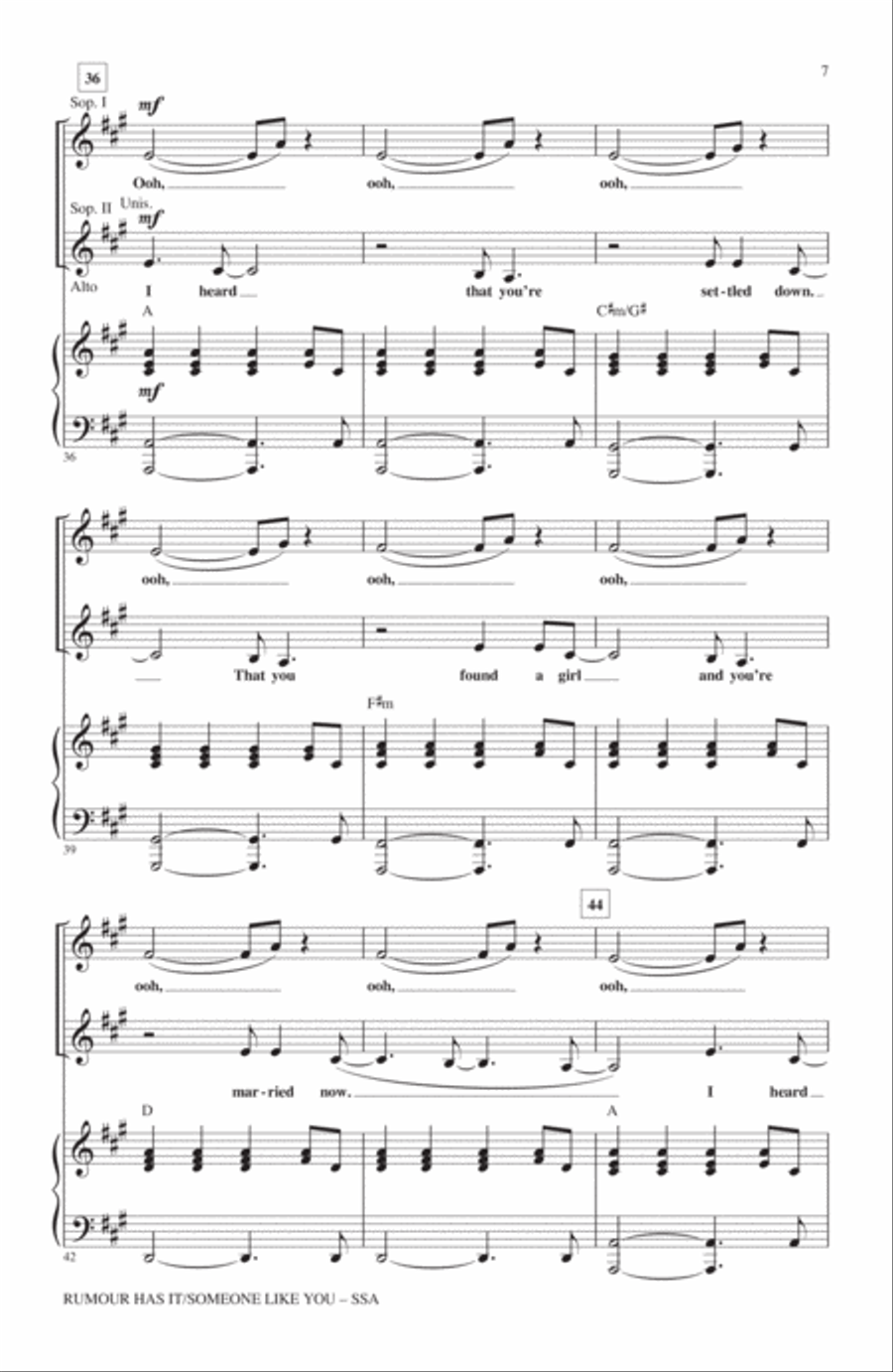 Rumour Has It / Someone Like You SSA scores gallery preview page 6