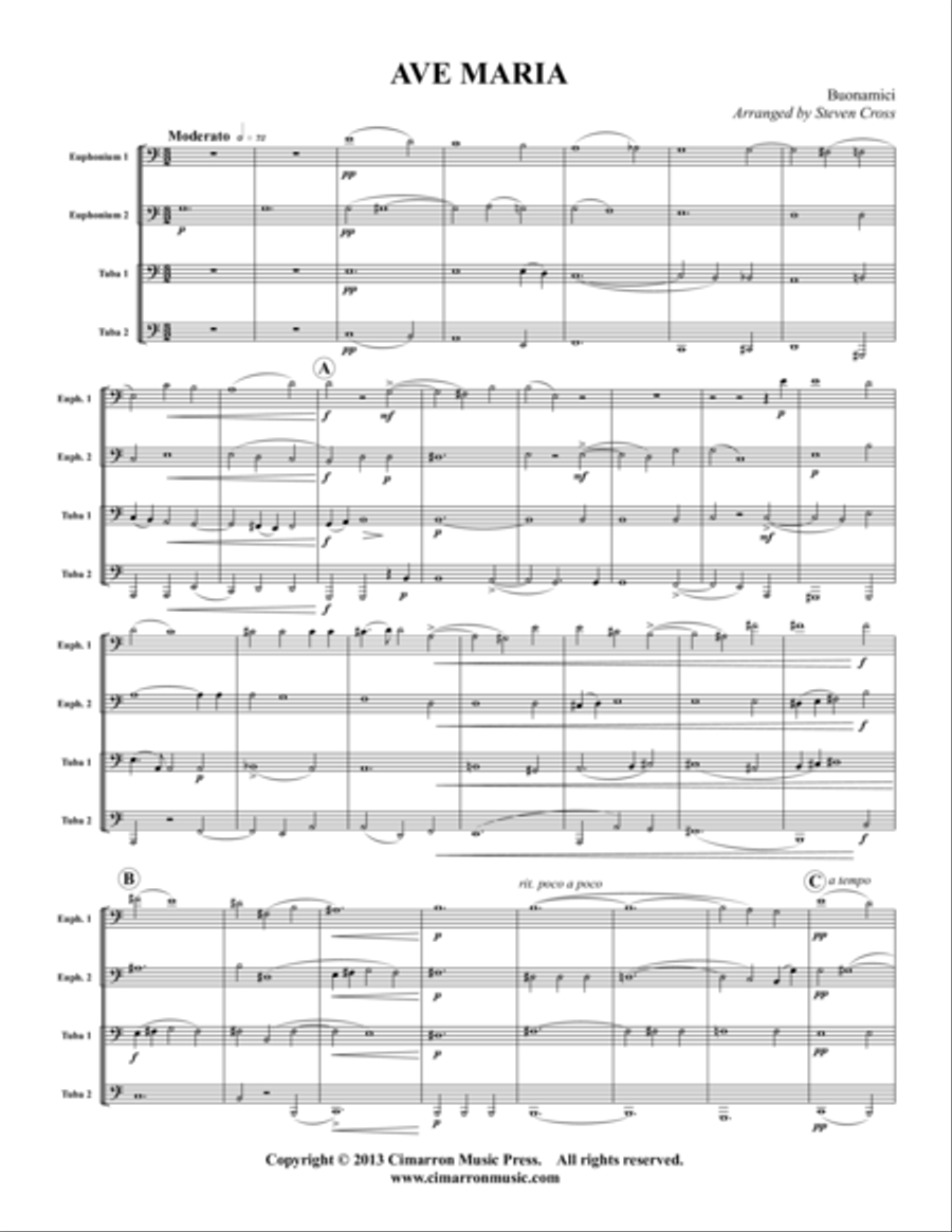 Ave Maria Ave Maria Tuba Quartet scores gallery preview page 1