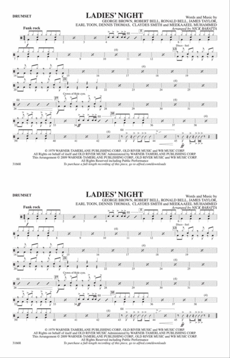 Ladies' Night: Drumset Marching Band scores gallery preview page 1