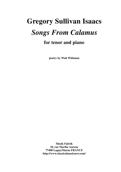 Gregory Sullivan Isaacs: Songs From Calamus for tenor voice and piano