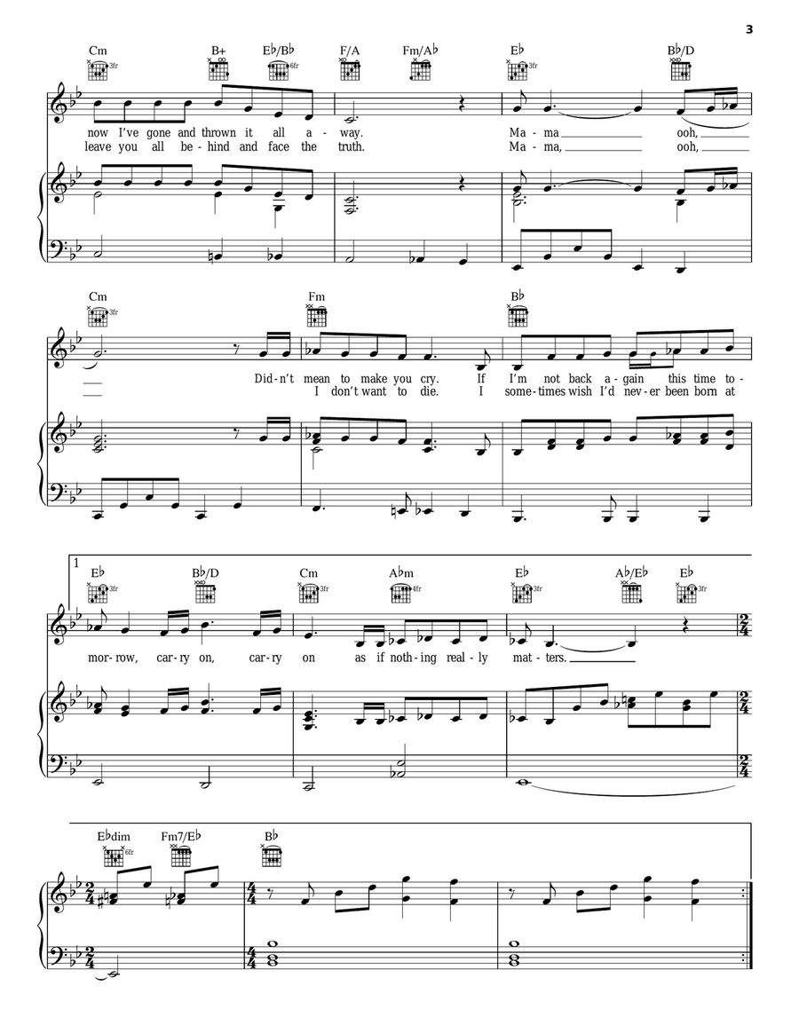 Bohemian Rhapsody Acoustic Guitar scores gallery preview page 3
