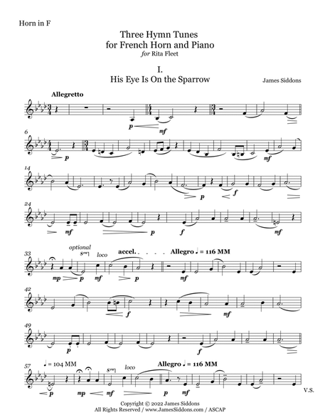 Three Hymn Tunes for French Horn and Piano HORN PART image number null
