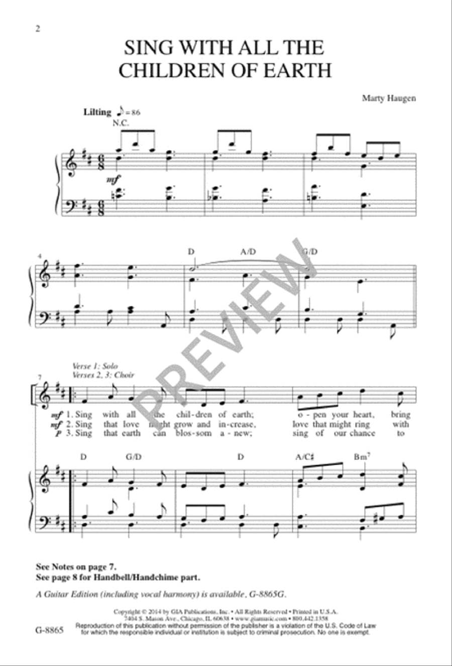 Sing with All the Children of Earth Unison Choir scores gallery preview page 3
