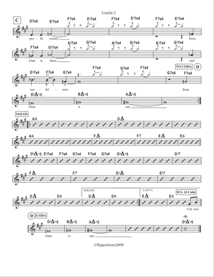 USEFUL - A "Tao Tune" -Lead Sheets in C, Bb and Eb image number null